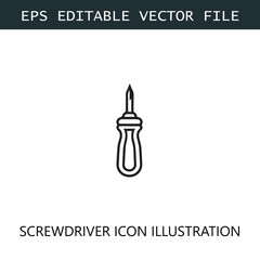 Screwdriver Icon Logo Vector Image in Black and White
