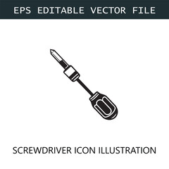 Screwdriver Icon Logo Vector Image in Black and White
