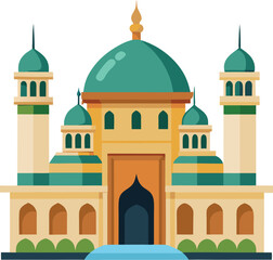 Flat vector illustration of a beautiful mosque celebrating islamic culture and architecture
