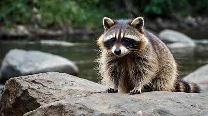 potrait of wild raccoon
