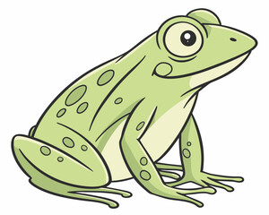 green frog on white background