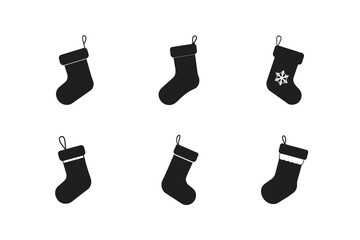 hanging christmas stocking vector silhouette