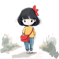 little girl with a backpack