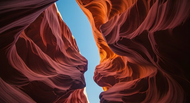 Antelope Canyon with Sunlight Beams and Red Rock Formations