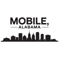 Fototapeta premium Mobile skyline horizontal banner. Mobile, Alabama. Vector template for your design. Vector black silhouette. with white background