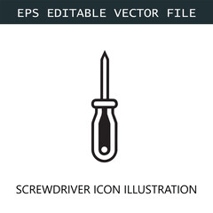 Screwdriver Icon Logo Vector Image in Black and White
