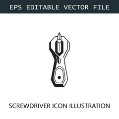 Screwdriver Icon Logo Vector Image in Black and White
