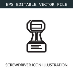 Screwdriver Icon Logo Vector Image in Black and White
