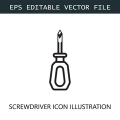 Screwdriver Icon Logo Vector Image in Black and White
