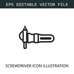 Screwdriver Icon Logo Vector Image in Black and White
