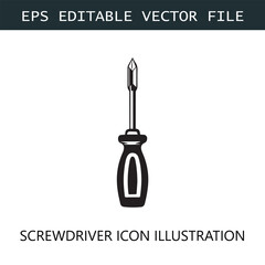 Screwdriver Icon Logo Vector Image in Black and White

