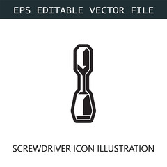 Screwdriver Icon Logo Vector Image in Black and White

