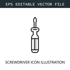 Screwdriver Icon Logo Vector Image in Black and White
