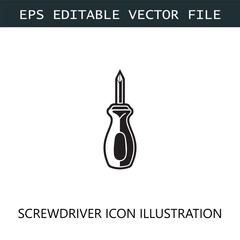 Screwdriver Icon Logo Vector Image in Black and White
