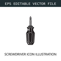 Screwdriver Icon Logo Vector Image in Black and White
