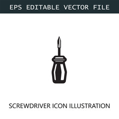 Screwdriver Icon Logo Vector Image in Black and White
