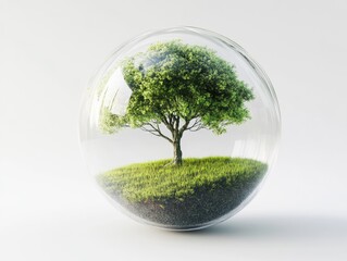 A miniature tree, encased in a sphere of glass