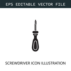 Screwdriver Icon Logo Vector Image in Black and White
