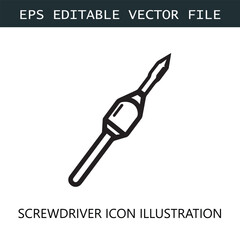 Screwdriver Icon Logo Vector Image in Black and White
