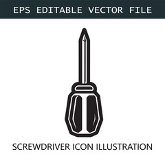 Screwdriver Icon Logo Vector Image in Black and White
