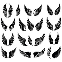 Angel Wings Vector Set Feathered Wing Silhouettes 