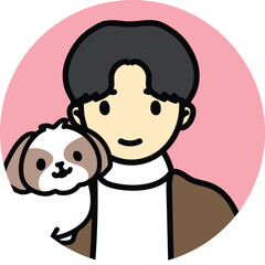 icon people pet-friendly, terrier puppy, cute pet, Man with dog, dog friendly, boy and tiny dog, Shih Tzu