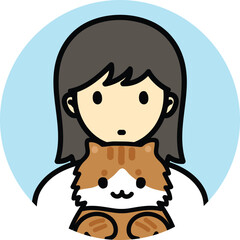 icon people pet-friendly, cat mom, kitten with owner, cattery, pet room, woman with her pet, avatar, munkin cat, menkoon