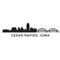 Obraz premium Cedar Rapids skyline horizontal banner. Cedar Rapids, Iowa. Vector template for your design. Vector black silhouette. with white background