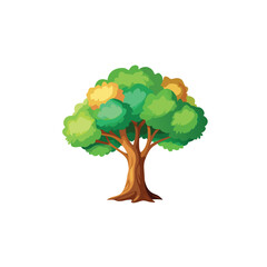 Isolated Broadleaf Tree Vector Art Lush Green Tree Illustration on White Background