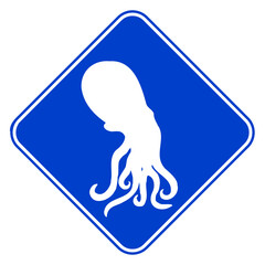 Octopus Danger Sign Attention Caution Warning Logo Isolated Vector Graphic Design Illustration
