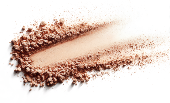 Peach powder makeup texture, isolated on a transparent background.