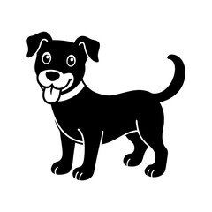 happy dog with a bone vector silhouette