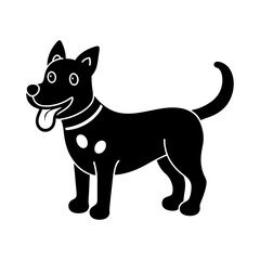 happy dog with a bone vector silhouette