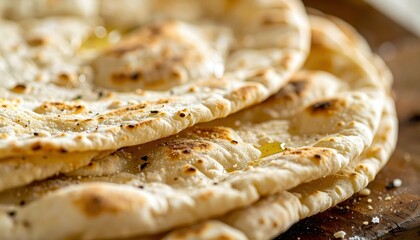 Soft and Versatile Einkorn Flatbread Close-up Macro Photograph