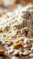 Fine Texture of Einkorn Flour with Natural Ingredients in Macro View