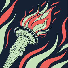 glowing torch with red black and green flames