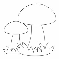 Mushrooms coloring page simple and minimal line art illustration on white background
