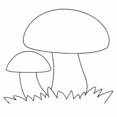 Mushrooms coloring page simple and minimal line art illustration on white background