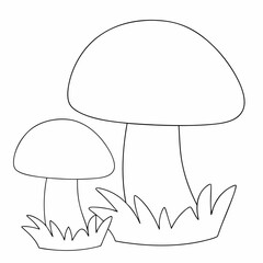 Mushrooms coloring page simple and minimal line art illustration on white background