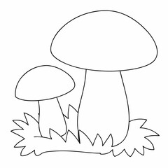 Mushrooms coloring page simple and minimal line art illustration on white background