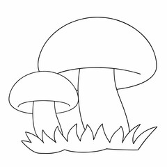 Mushrooms coloring page simple and minimal line art illustration on white background