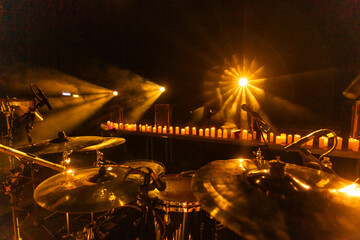 Drum Set on Stage with Candles