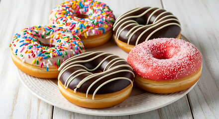 "Assorted Donuts with Sprinkles – Sweet Real Food Photography"

