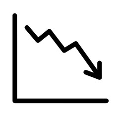 Downward Trend Graph Bold Line Flat Icon - Vector Illustration