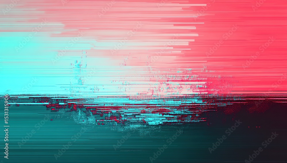Poster abstract glitch background with a red and cyan color scheme