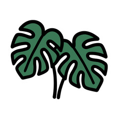 Bold Line Monstera Leaves Illustration Tropical Plant Icon