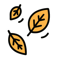 Falling Autumn Leaves Bold Line Flat Icon Illustration