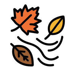 Autumn Leaves Falling Bold Line Fall Icon Illustration