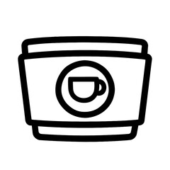 Bold Line Coffee Cup Sleeve Icon Flat Design Vector Illustration
