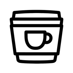 Bold Line Icon Disposable Coffee Cup, Take Away Beverage Container